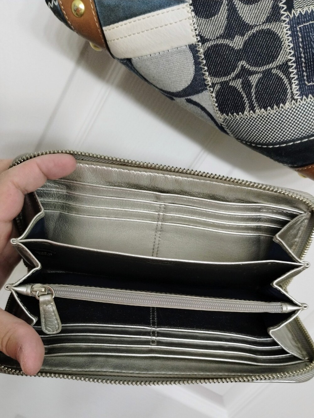 Coach Denim Patchwork Carly & Coach Denim Wallet Y2K - Picture 13 of 14